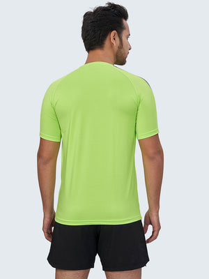 Men's Striped Active Sports T-Shirt: Neon Green - Back