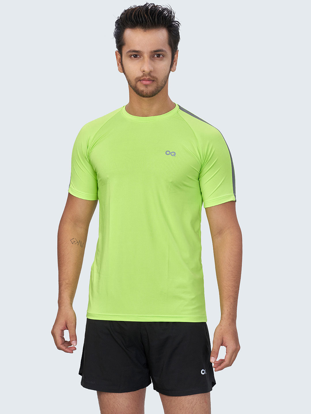 Men's Striped Active Sports T-Shirt: Neon Green