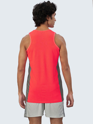 Men's Neon Active Gym Vest: Pink - Back