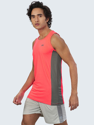Men's Neon Active Gym Vest: Pink - Side