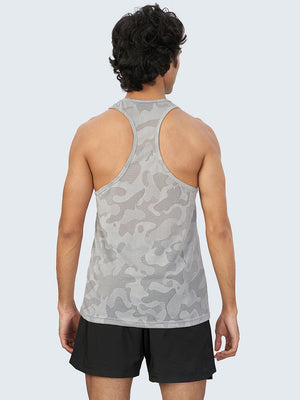 Men's Camouflage Active Gym Vest: Light Grey - Back