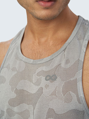 Men's Camouflage Active Gym Vest: Light Grey - Zoom