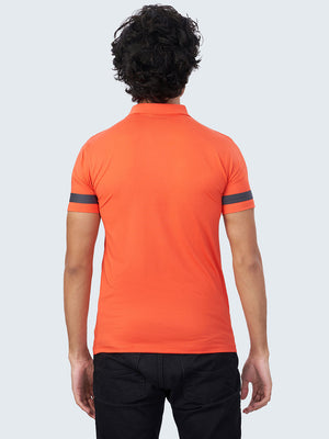 Men's Active Polo T-Shirt: Orange - Back