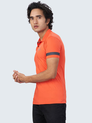 Men's Active Polo T-Shirt: Orange - Side