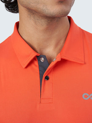 Men's Active Polo T-Shirt: Orange - Zoom