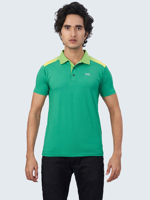 Men's Active Polo T-Shirt: Green - Front