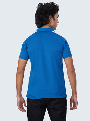 Men's Striped Active Polo T-Shirt: Blue - Back