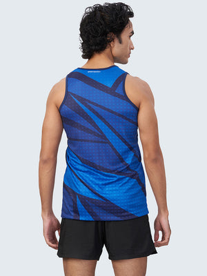 Men's Abstract Active Gym Vest: Blue - Back