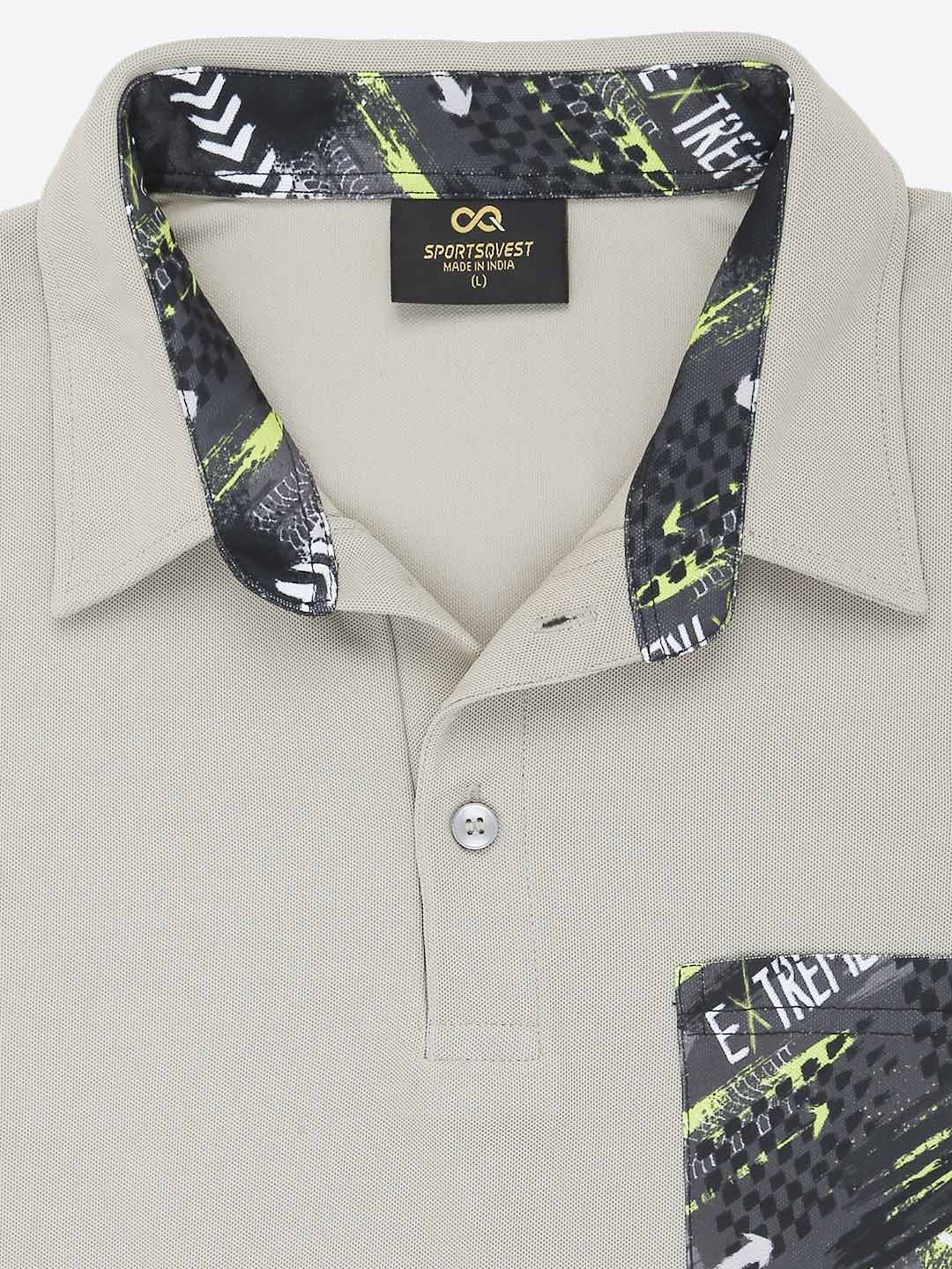 Men&#39;s Active Polo T-Shirt with Abstract Pocket: Aluminium