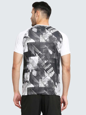 Men's Abstract Active Sports T-Shirt: White