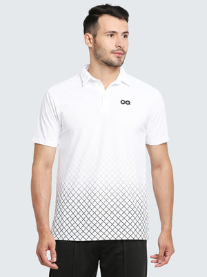 Men's Geometric II Active Polo T-Shirt: White