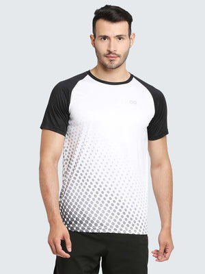 Men's Geometric Active Sports T-Shirt: White
