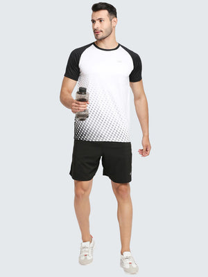 Men's Geometric Active Sports T-Shirt: White