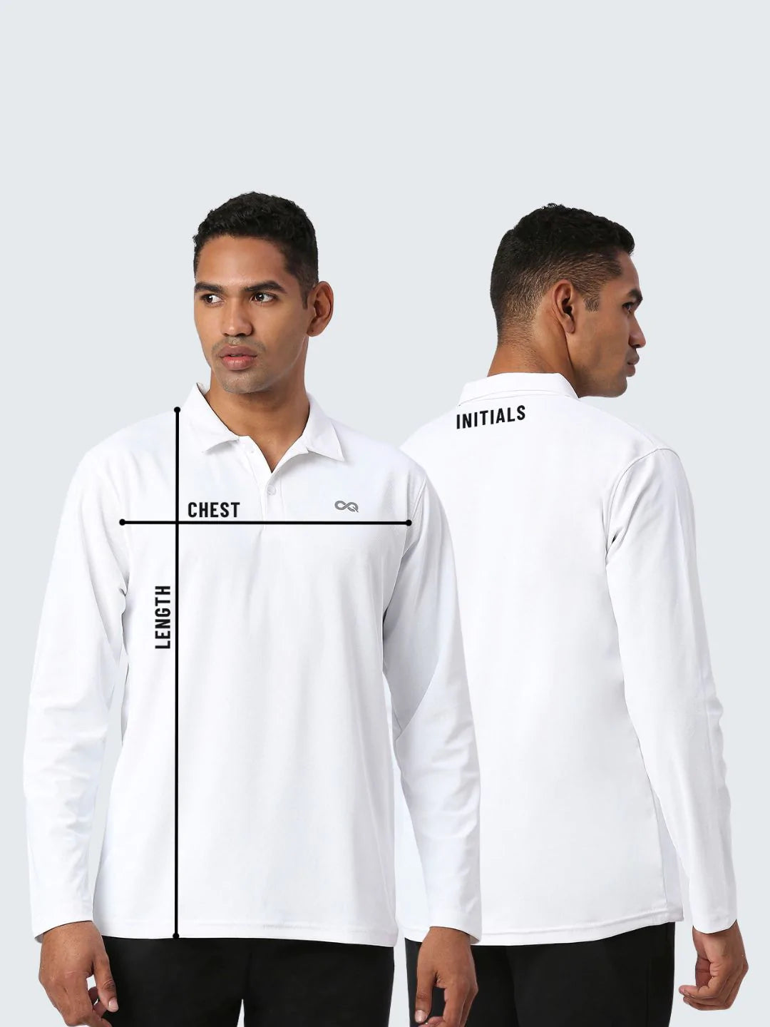Men&#39;s Sports Polo Shirt - White, Long Sleeves - Customise
