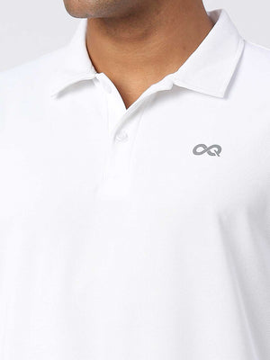 Men's Sports Polo Shirt - White, Long Sleeves - Zoom