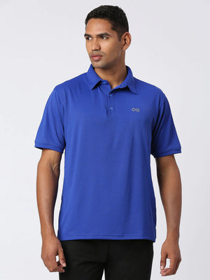Men's Sports Polo Shirt - Royal Blue - Front