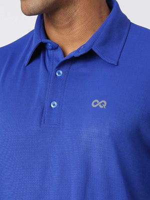 Men's Sports Polo Shirt - Royal Blue - Zoom