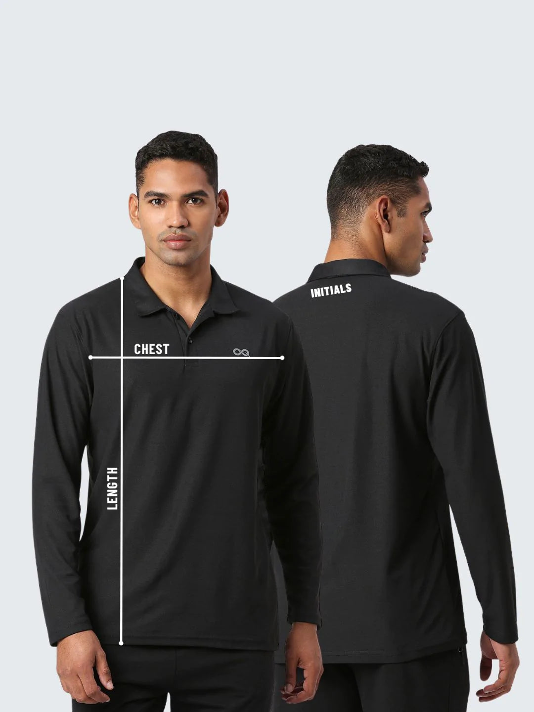 Men&#39;s Sports Polo Shirt - Black, Long Sleeves - Customise
