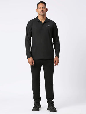 Men's Sports Polo Shirt - Black, Long Sleeves - Lifestyle