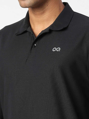 Men's Sports Polo Shirt - Black, Long Sleeves - Zoom