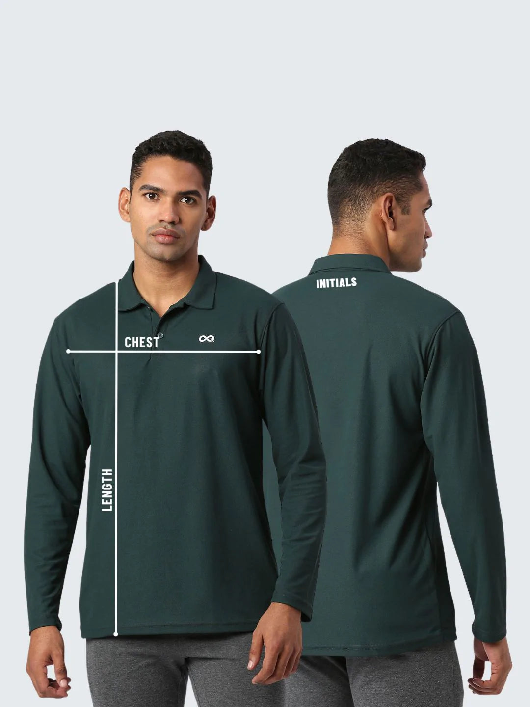 Men&#39;s Sports Polo Shirt - Dark Green, Long Sleeves - Customise