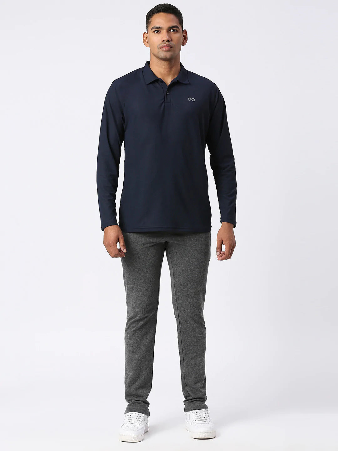 Men&#39;s Sports Polo Shirt - Navy Blue, Long Sleeves - Lifestyle