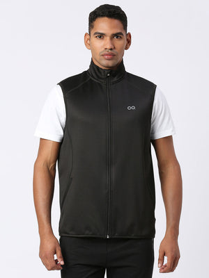 Men's Activewear Vest Jacket - Black (Front)