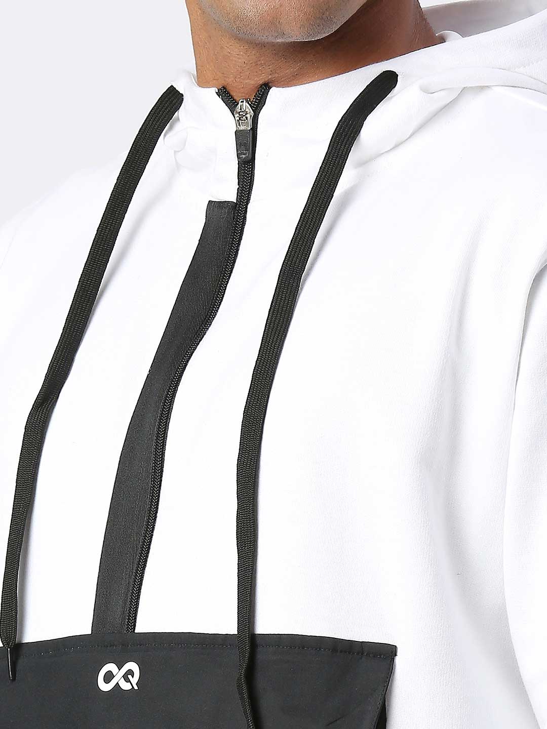 Men&#39;s Cotton Fleece Looper Hoodie - Half Zipper (Zoom)