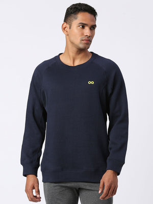 Men's Cotton Fleece Looper Sweatshirt - Navy Blue (Front)