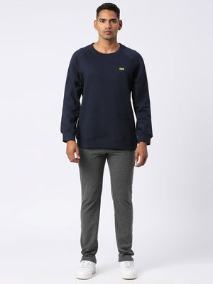Men's Cotton Fleece Looper Sweatshirt - Navy Blue (Lifestyle)