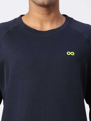 Men's Cotton Fleece Looper Sweatshirt - Navy Blue (Zoom)