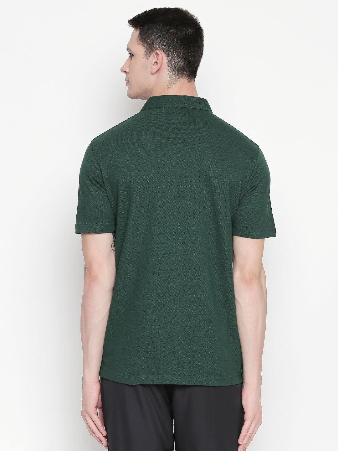 Men Dark Green Solid Winter Polo T-shirt-A10118GN - Sportsqvest