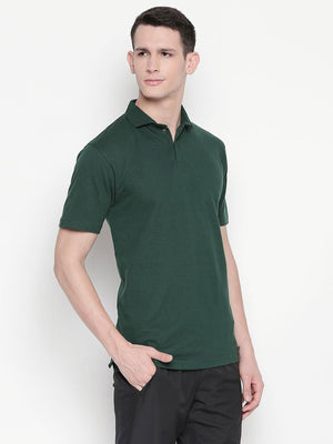 Men Dark Green Solid Winter Polo T-shirt-A10118GN - Sportsqvest