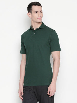 Men Dark Green Solid Winter Polo T-shirt-A10118GN - Sportsqvest
