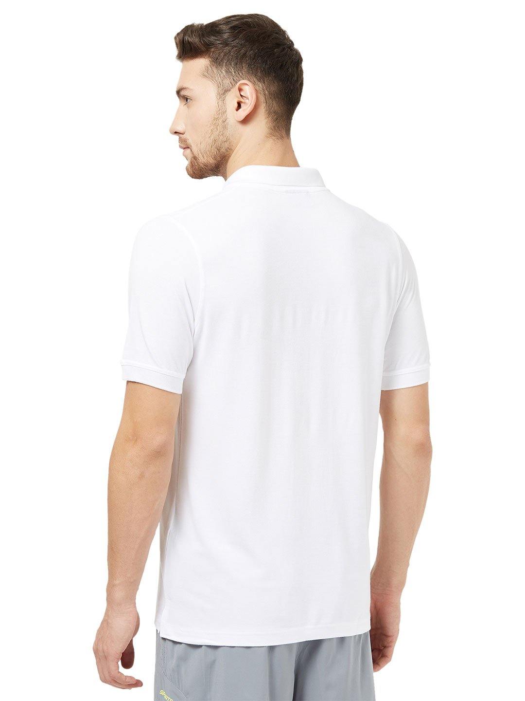 Men White Solid Golf Polo T-shirt-A1027WH - Sportsqvest