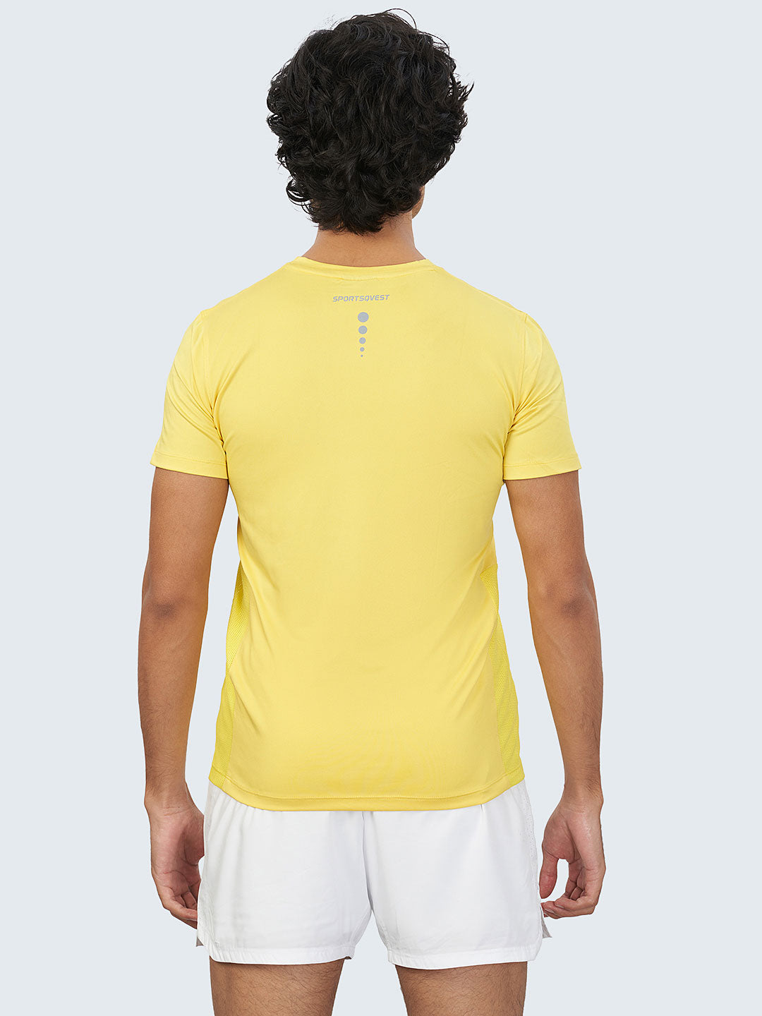 Men Yellow Stretch Solid Round Neck Active T-shirt - A10025YW