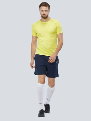 Men Yellow 2-Way Stretch Solid Round Neck T-shirt Sportsqvest