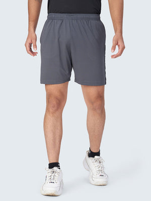 Men's Active Sports Shorts with Side Stripe: Grey - Front