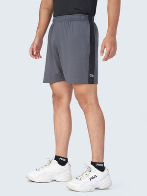 Men's Active Sports Shorts with Side Stripe: Grey - Side
