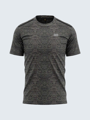 Men Melange Dark Grey Round Neck Active T-shirt - A10059GY