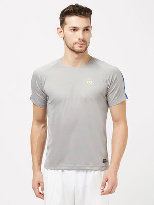 Men Grey Solid Round Neck Premium T-shirt - A10064GY