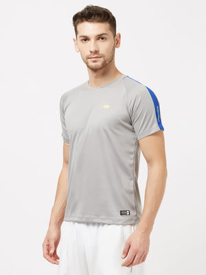 Men Grey Solid Round Neck Premium T-shirt - A10064GY