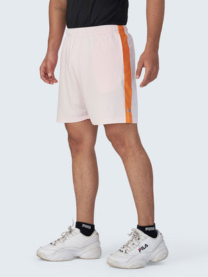 Men's Active Sports Shorts with Side Stripe: Light Pink - Side