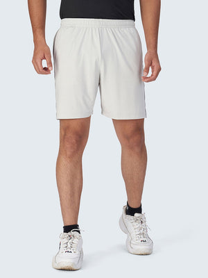 Men's Active Sports Shorts with Side Stripe: Off White - Front