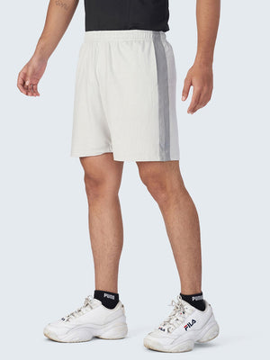 Men's Active Sports Shorts with Side Stripe: Off White - Side