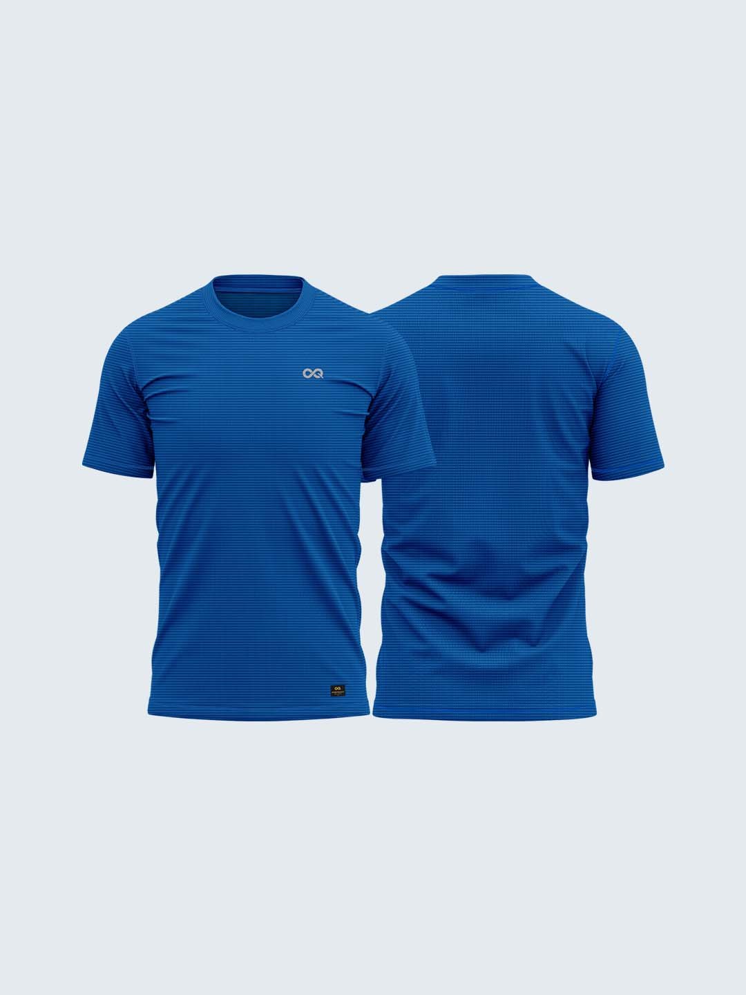 Men Dark Blue Self Stripe Round Neck Active T-shirt - A10133BL