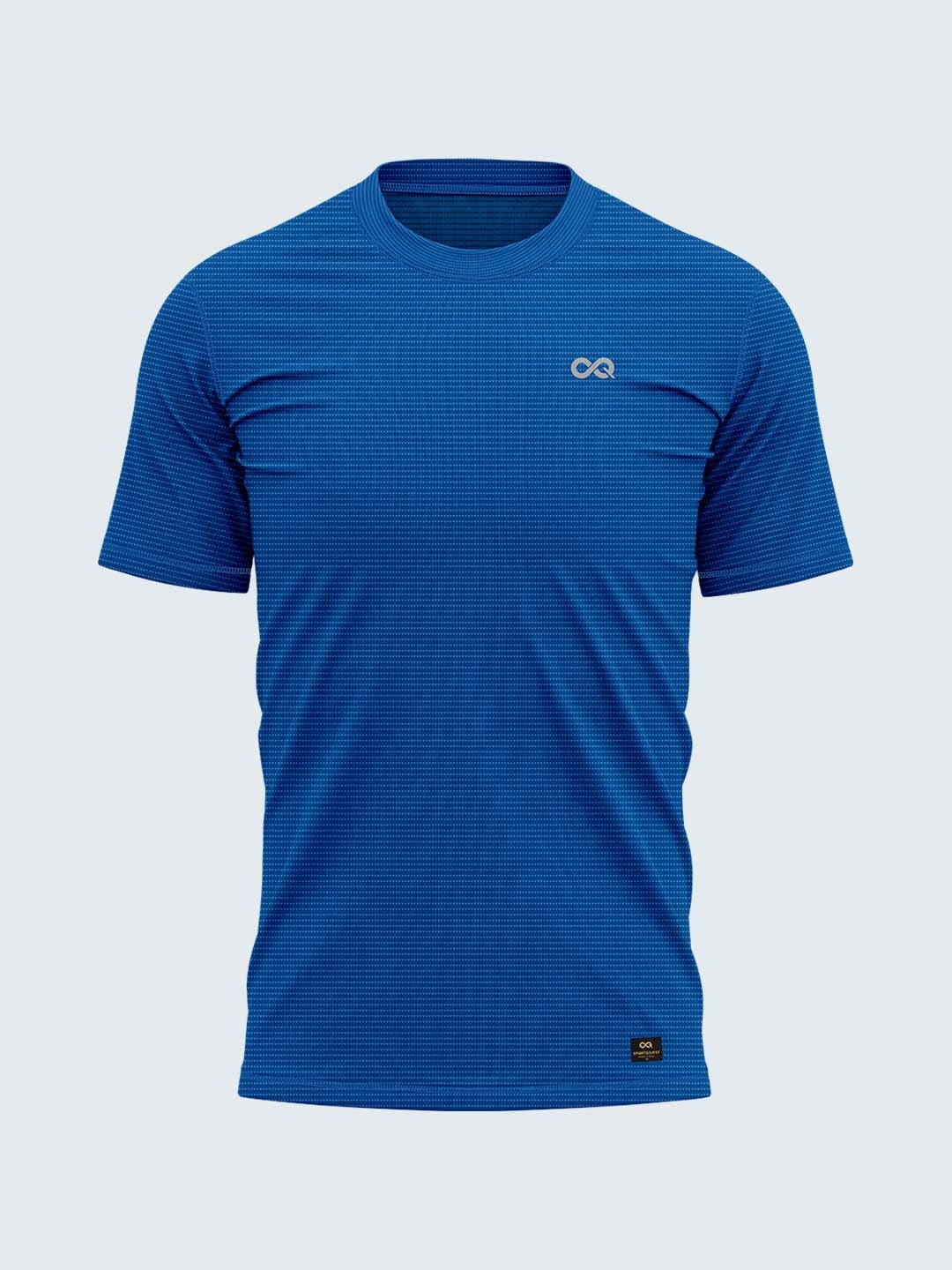 Men Dark Blue Self Stripe Round Neck Active T-shirt - A10133BL