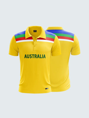 1992 Retro Australia Cricket Jersey Printed Polo T-Shirt-1814 - Sportsqvest
