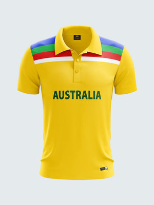 1992 Retro Australia Cricket Jersey Printed Polo T-Shirt-1814 - Sportsqvest