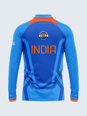 Bharat Army Match Day Long Sleeve Polo Jersey 2023 (Royal Blue) - Back